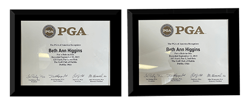 PGA Hole In One Certificates